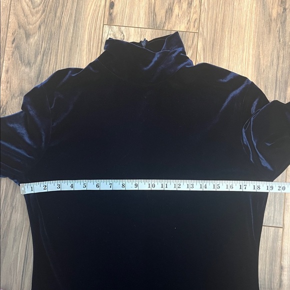 Vintage Valerie Stevens Sport Velvet Maxi Dress Navy Blue Long Sleeve 90s Goth M - Picture 9 of 11